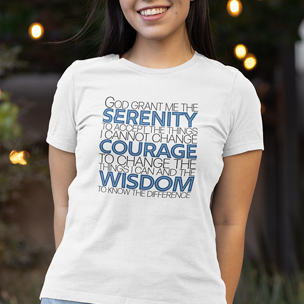 Serenity Prayer v1 Premium Sober Apparel T-shirt White