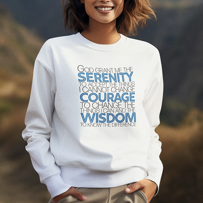 Serenity Prayer v1 Premium Sober Apparel Sweatshirt White
