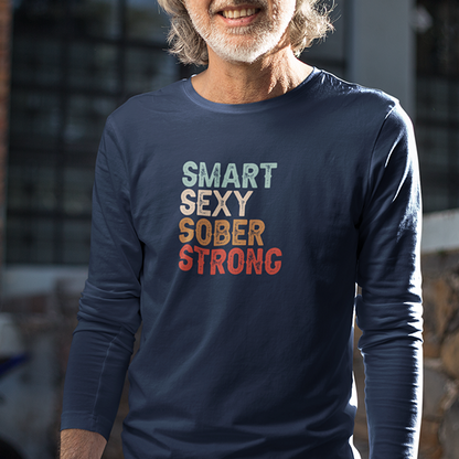 Smart Sexy Sober Strong Premium Sober Apparel Navy Long-sleeve