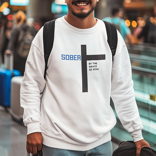 Sober By The Grace Of God Premium Sober Apparel Sweatshirt White