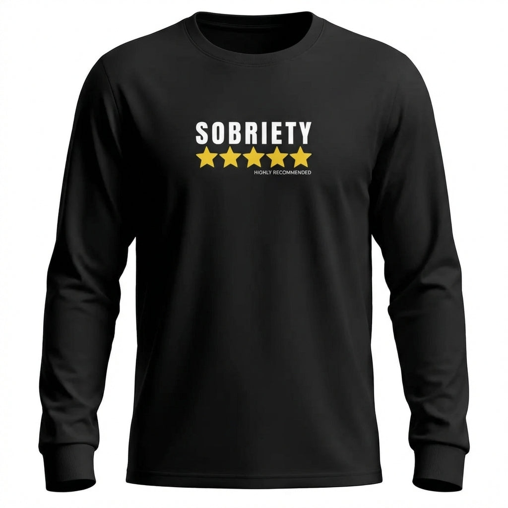 Sobriety 5 Stars Highly Recommended Premium Sober Apparel | Long-sleeve Black