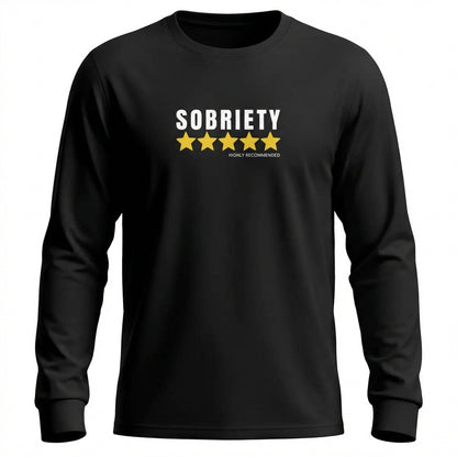 Sobriety 5 Stars Highly Recommended Premium Sober Apparel | Long-sleeve Black