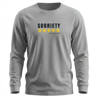 Sobriety 5 Stars Highly Recommended Premium Sober Apparel | Long-sleeve Sports Grey