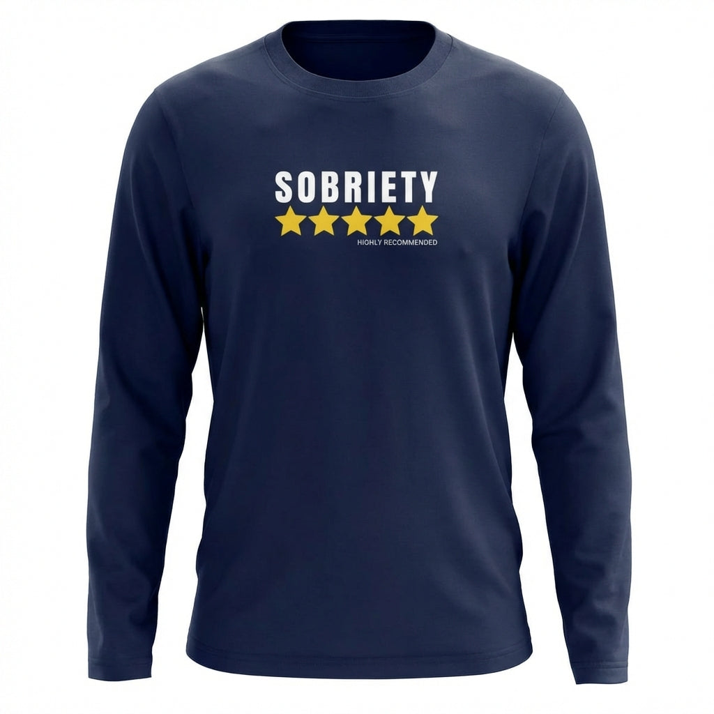 Sobriety 5 Stars Highly Recommended Premium Sober Apparel | Long-sleeve Navy