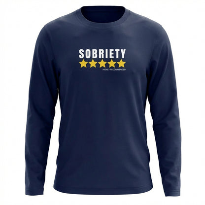 Sobriety 5 Stars Highly Recommended Premium Sober Apparel | Long-sleeve Navy