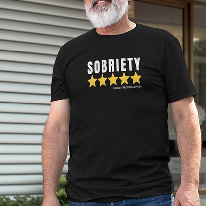 Sobriety 5 Stars Highly Recommended Premium Sober Apparel | T-shirt Black