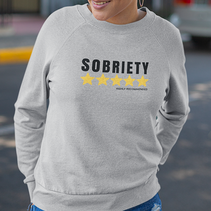 Sobriety 5 Stars Highly Recommended Premium Sober Apparel | Sweatshirt White