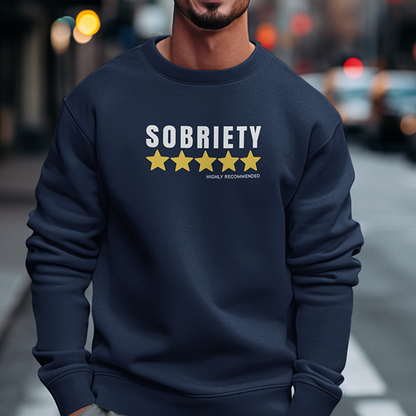 Sobriety 5 Stars Highly Recommended Premium Sober Apparel | Sweatshirt Navy