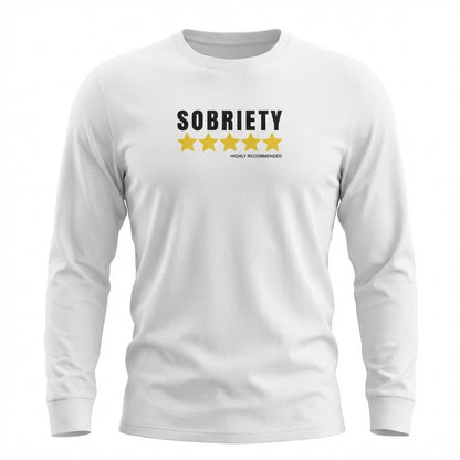Sobriety 5 Stars Highly Recommended Premium Sober Apparel | Long-sleeve White