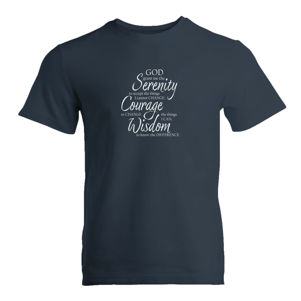 Serenity Prayer v3 Premium Sober Apparel T-shirt Navy