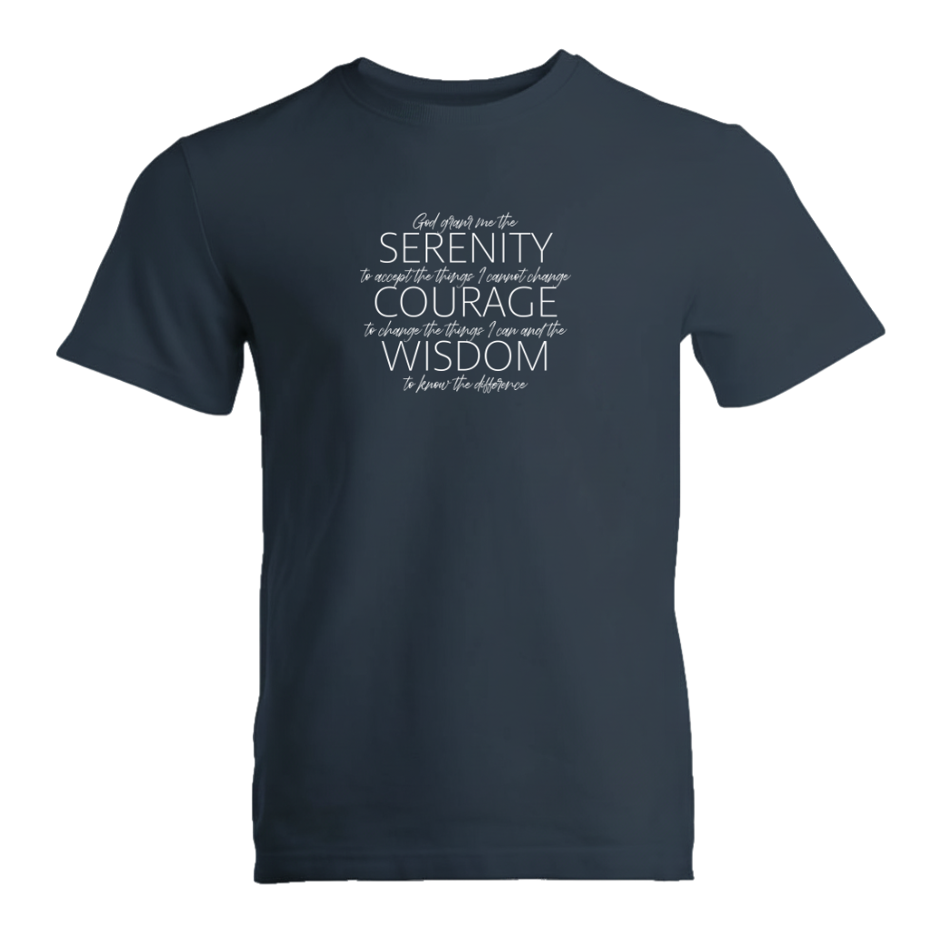 Serenity Prayer v2 Premium Sober Apparel T-shirt Navy