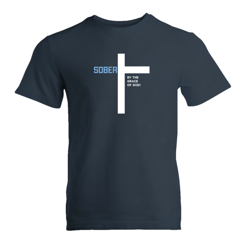 Sober By The Grace Of God Premium Sober Apparel T-shirt Navy