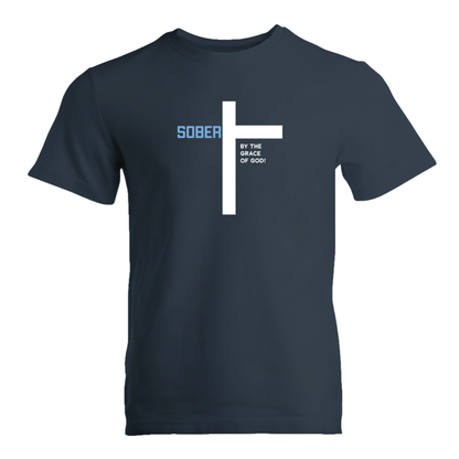 Sober By The Grace Of God Premium Sober Apparel T-shirt Navy