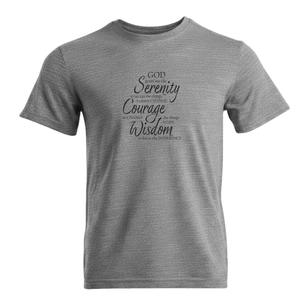Serenity Prayer v3 Premium Sober Apparel T-shirt Sports Grey