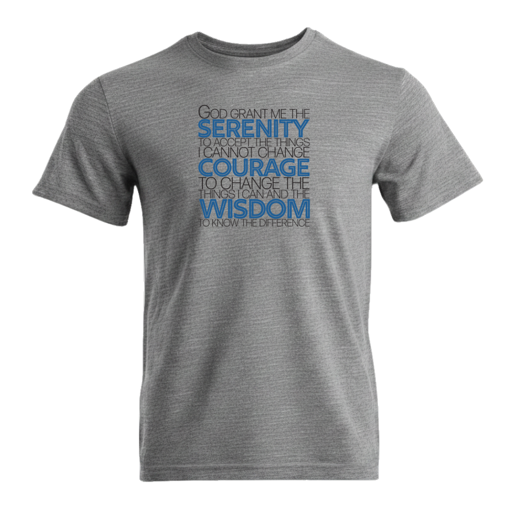 Serenity Prayer v1 Premium Sober Apparel T-shirt Sports Grey