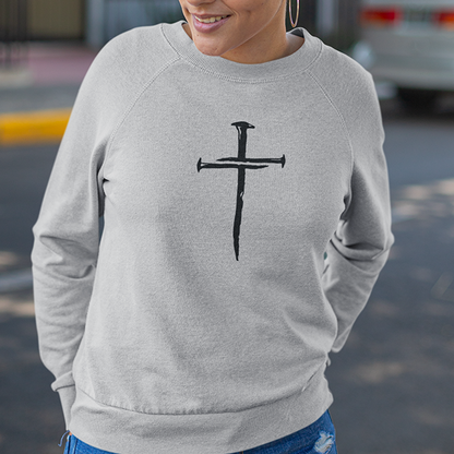 Three Nail Cross Premium Sober Apparel Sweatshirt Sports Grey