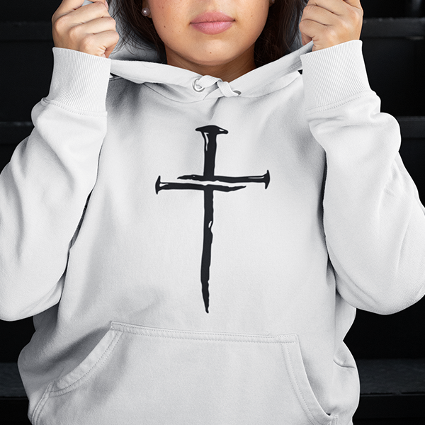 Three Nail Cross Premium Sober Apparel Hoodie White