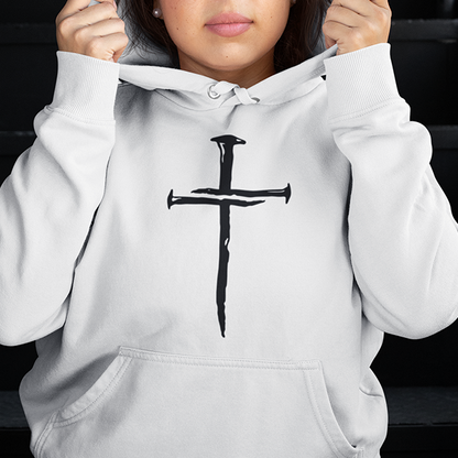 Three Nail Cross Premium Sober Apparel Hoodie White