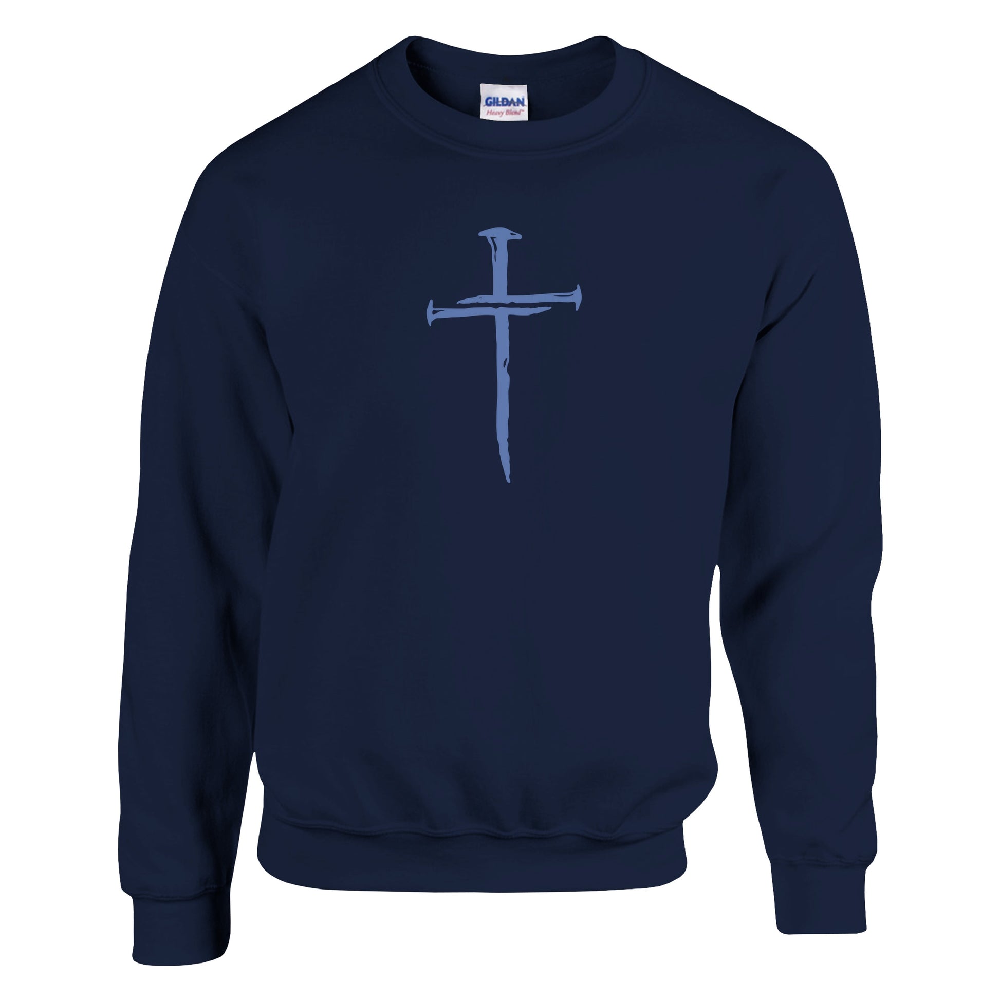 Three Nail Cross Premium Sober Apparel Sweatshirt Navy