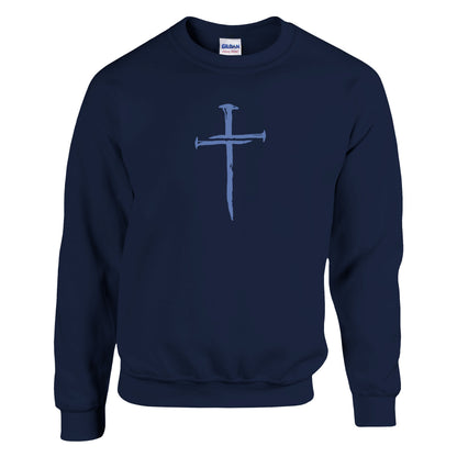 Three Nail Cross Premium Sober Apparel Sweatshirt Navy