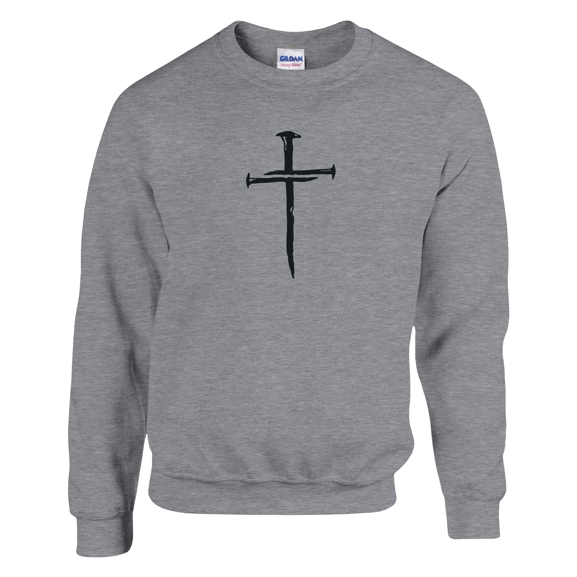 Three Nail Cross Premium Sober Apparel Sweatshirt Sports Grey