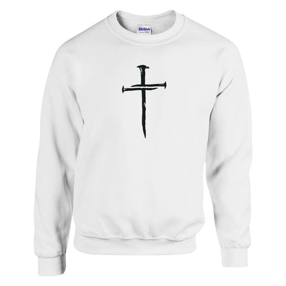 Three Nail Cross Premium Sober Apparel Sweatshirt White
