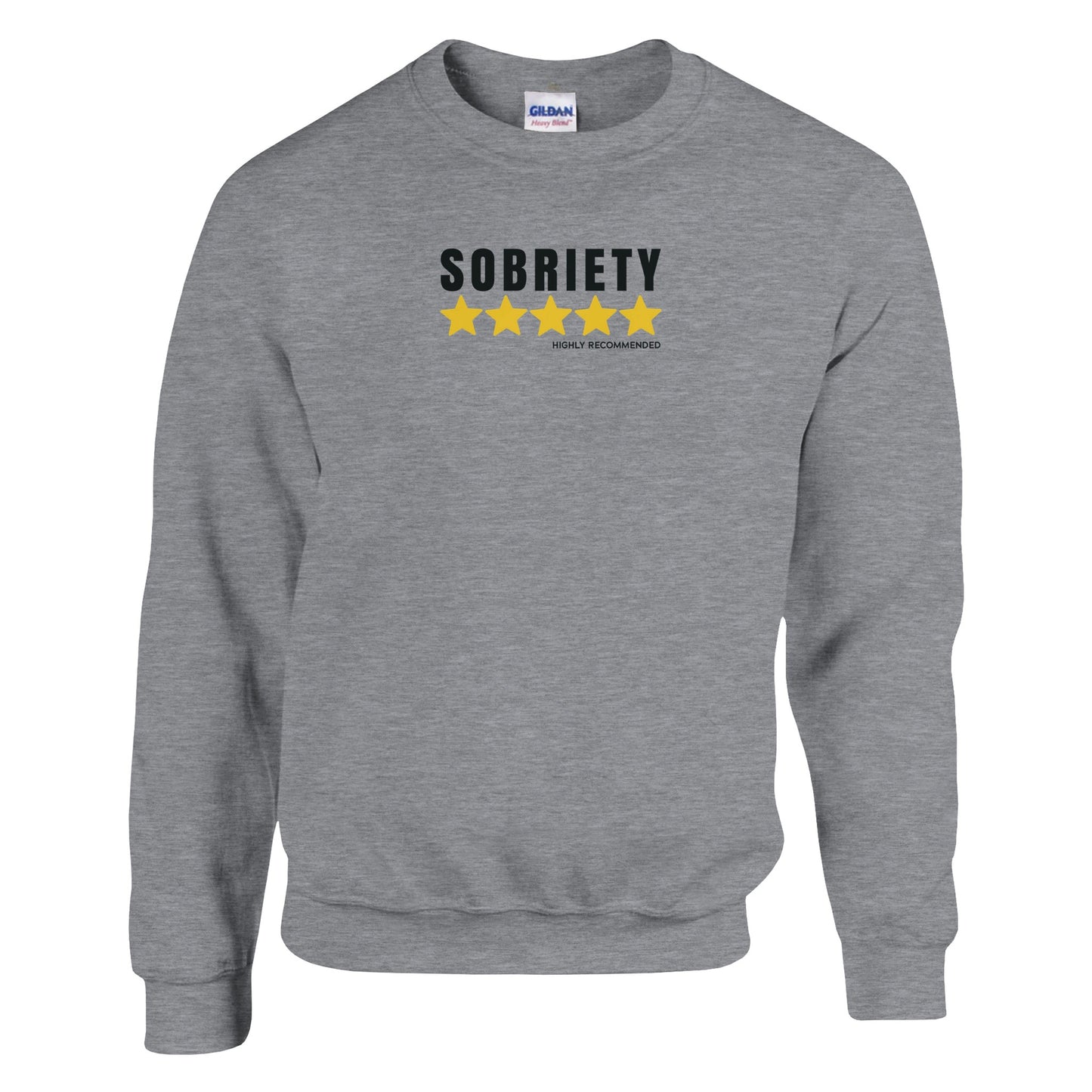 Sobriety 5 Stars Highly Recommended Premium Sober Apparel | Sweatshirt Sports Grey