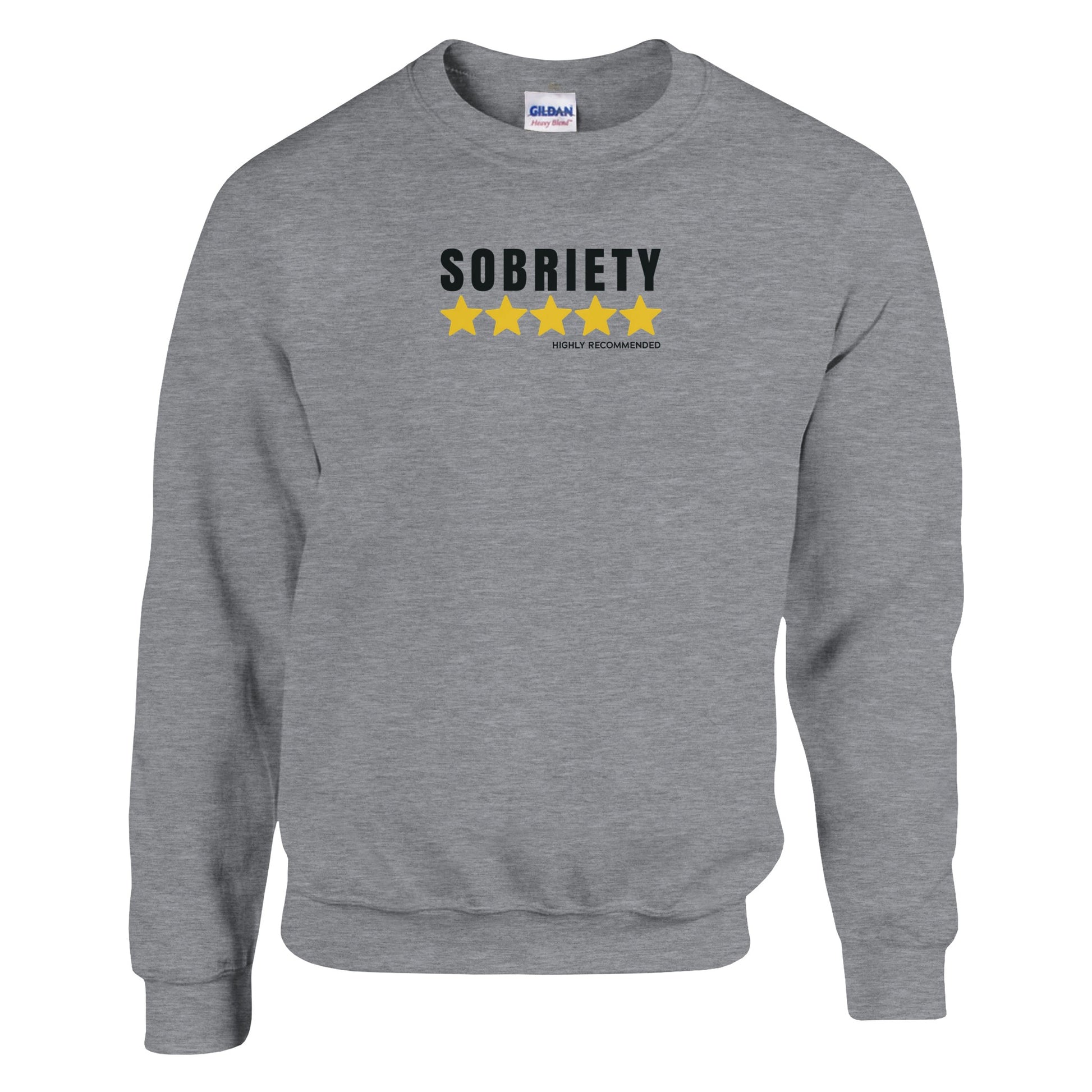 Sobriety 5 Stars Highly Recommended Premium Sober Apparel | Sweatshirt Sports Grey
