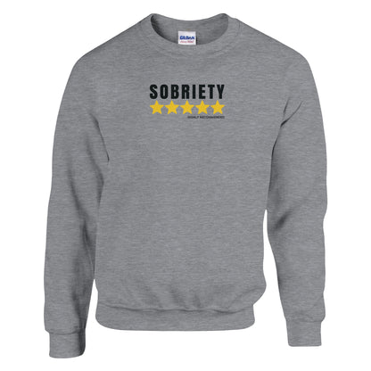 Sobriety 5 Stars Highly Recommended Premium Sober Apparel | Sweatshirt Sports Grey