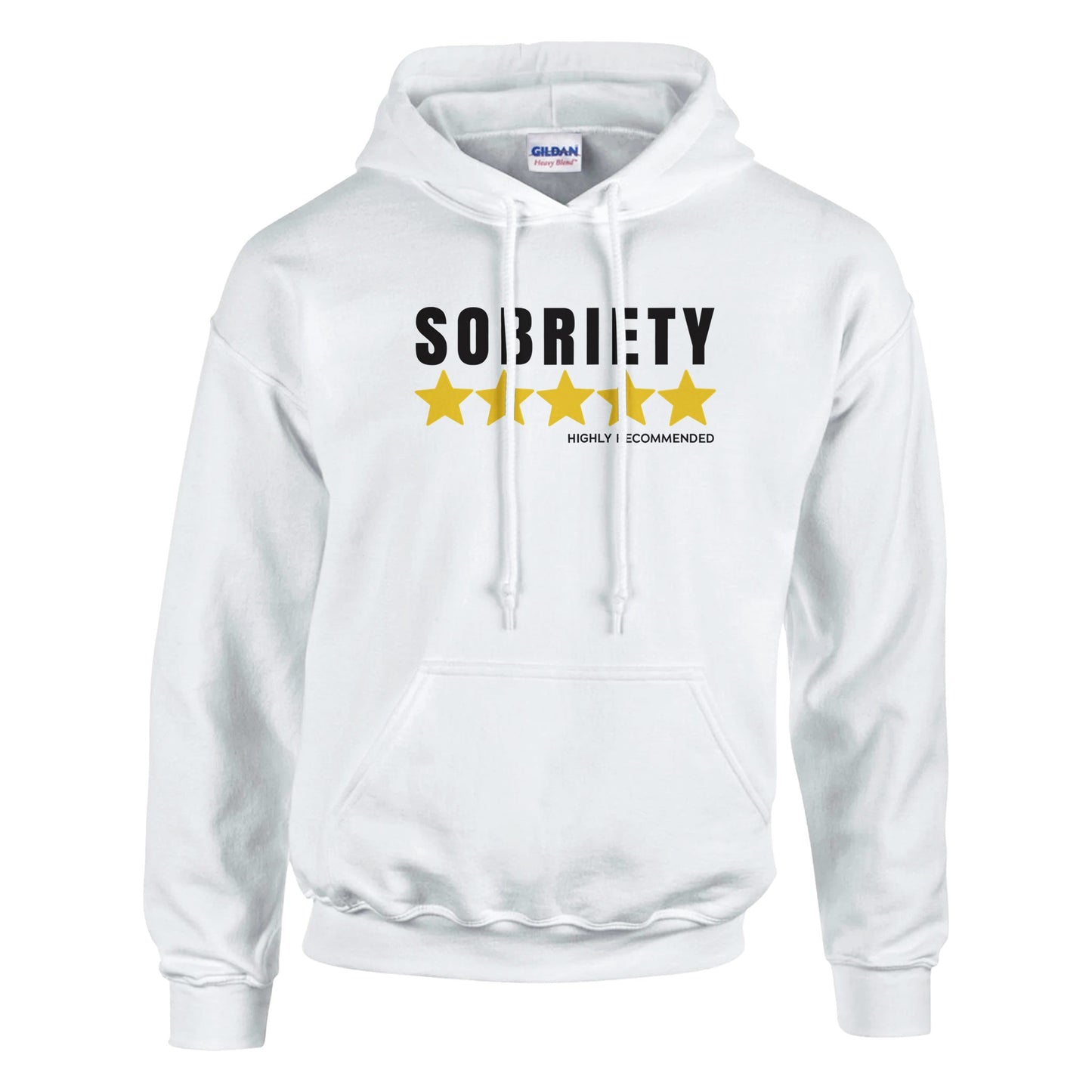 Sobriety 5 Stars Highly Recommended Premium Sober Apparel | Hoodie White