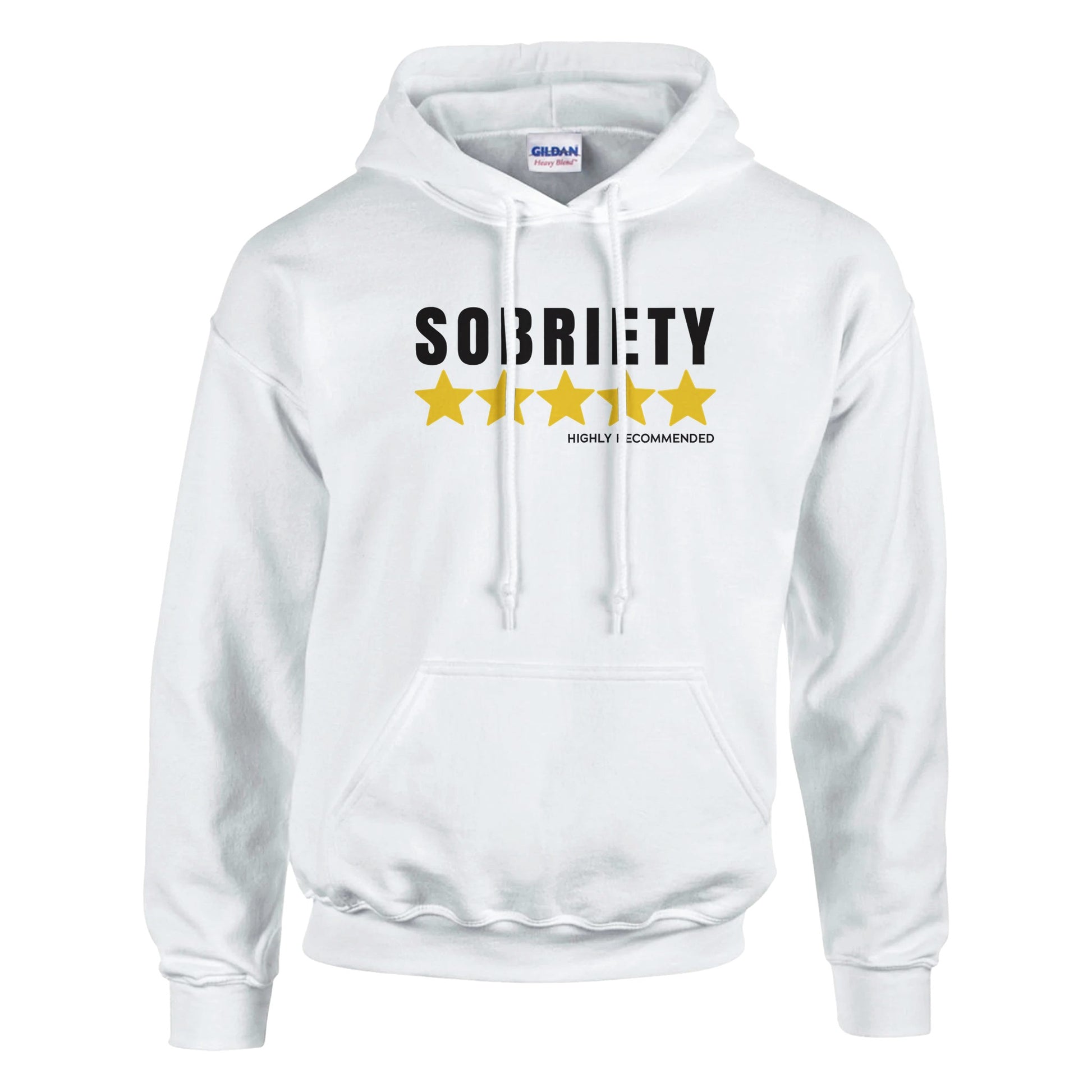 Sobriety 5 Stars Highly Recommended Premium Sober Apparel | Hoodie White