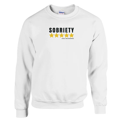 Sobriety 5 Stars Highly Recommended Premium Sober Apparel | Sweatshirt White