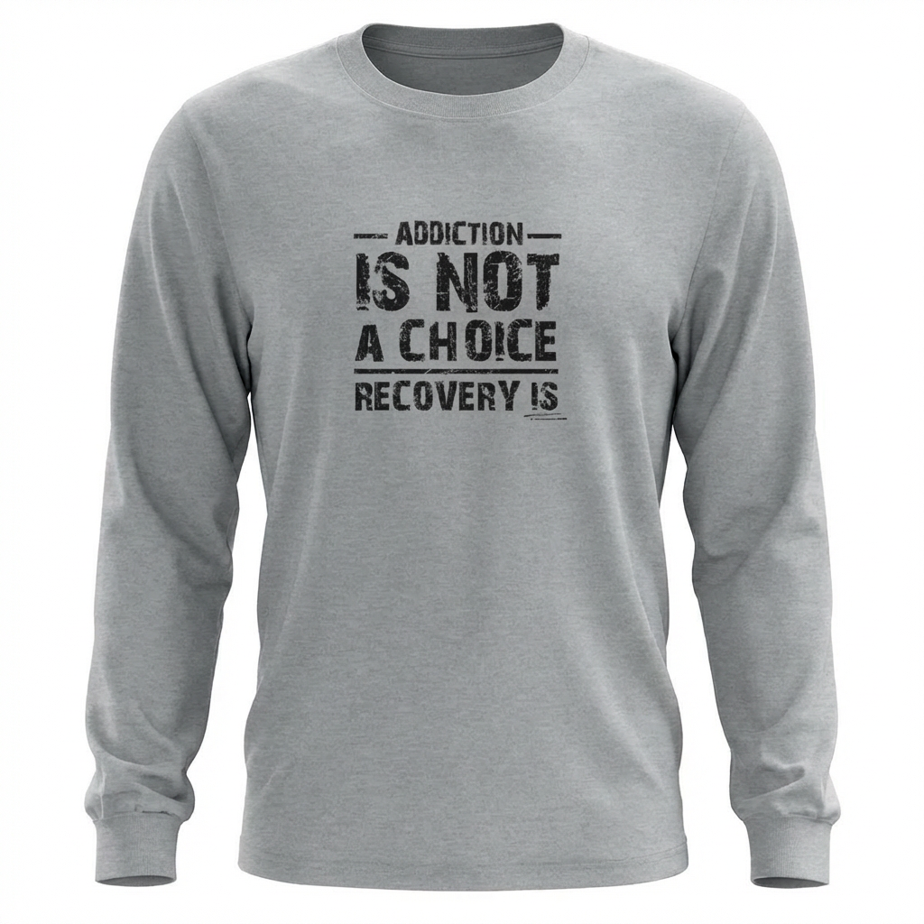 Addiction Is Not A Choice Premium Sober Apparel | Long-Sleeve | Sports Grey