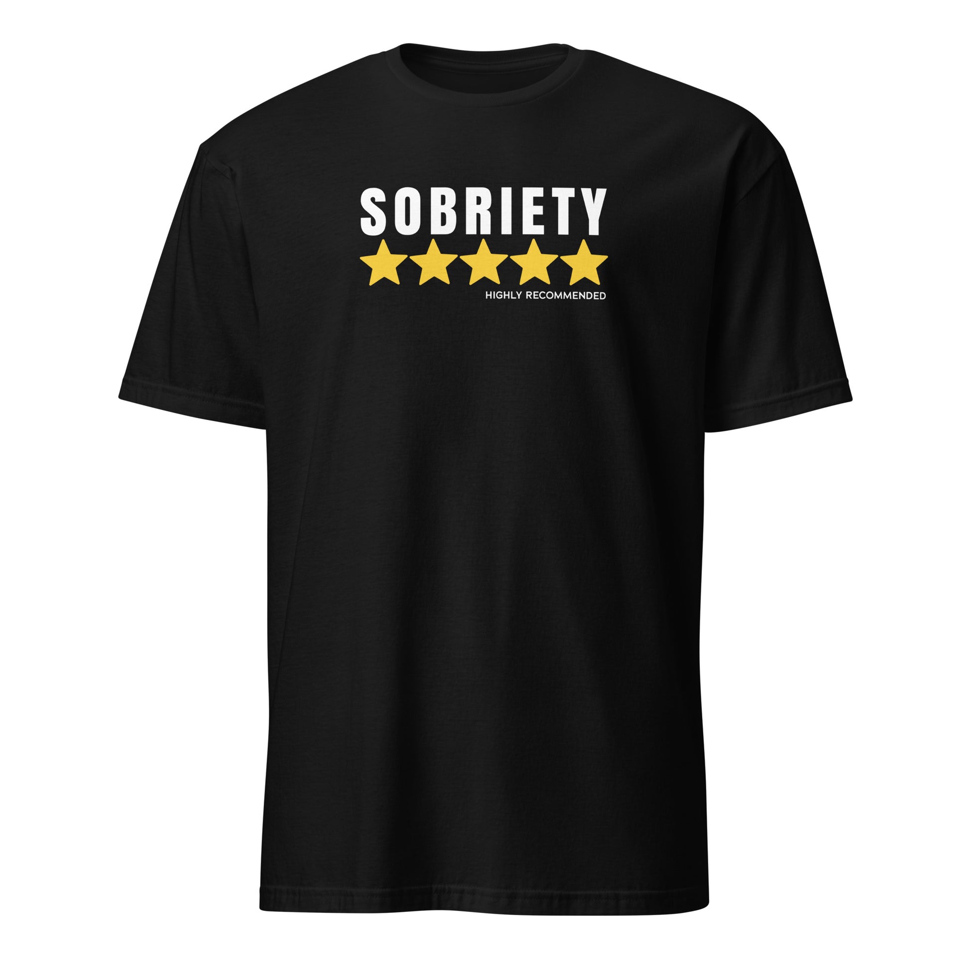 Sobriety 5 Stars Highly Recommended Premium Sober Apparel | T-shirt Black
