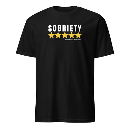 Sobriety 5 Stars Highly Recommended Premium Sober Apparel | T-shirt Black