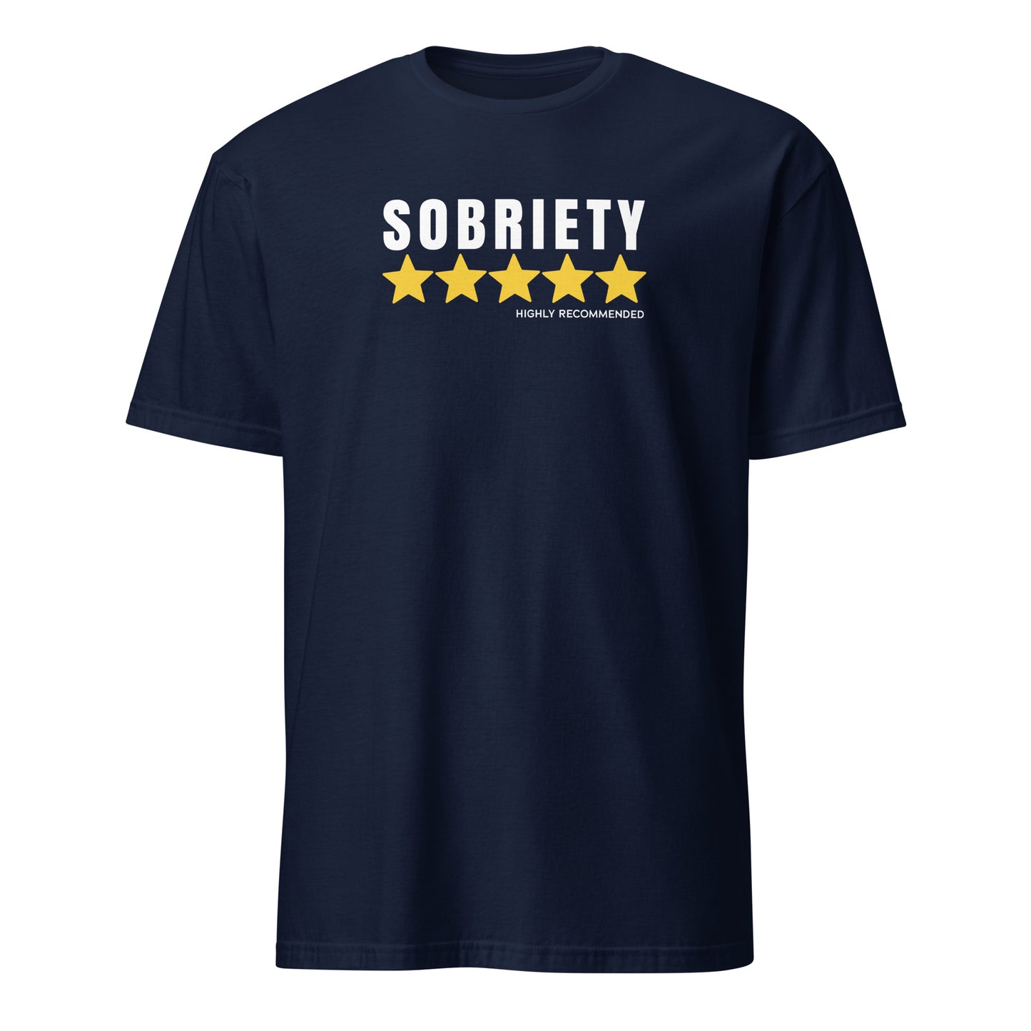 Sobriety 5 Stars Highly Recommended Premium Sober Apparel | T-shirt Navy