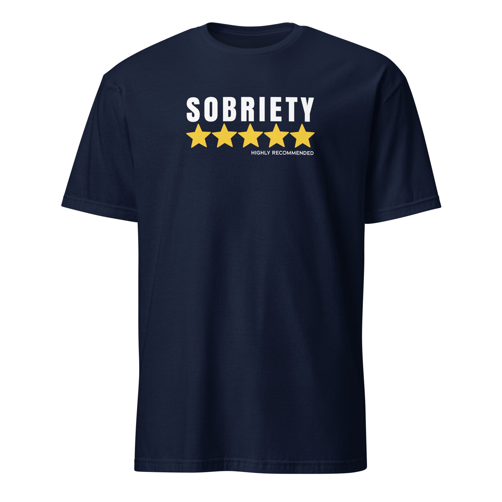Sobriety 5 Stars Highly Recommended Premium Sober Apparel | T-shirt Navy