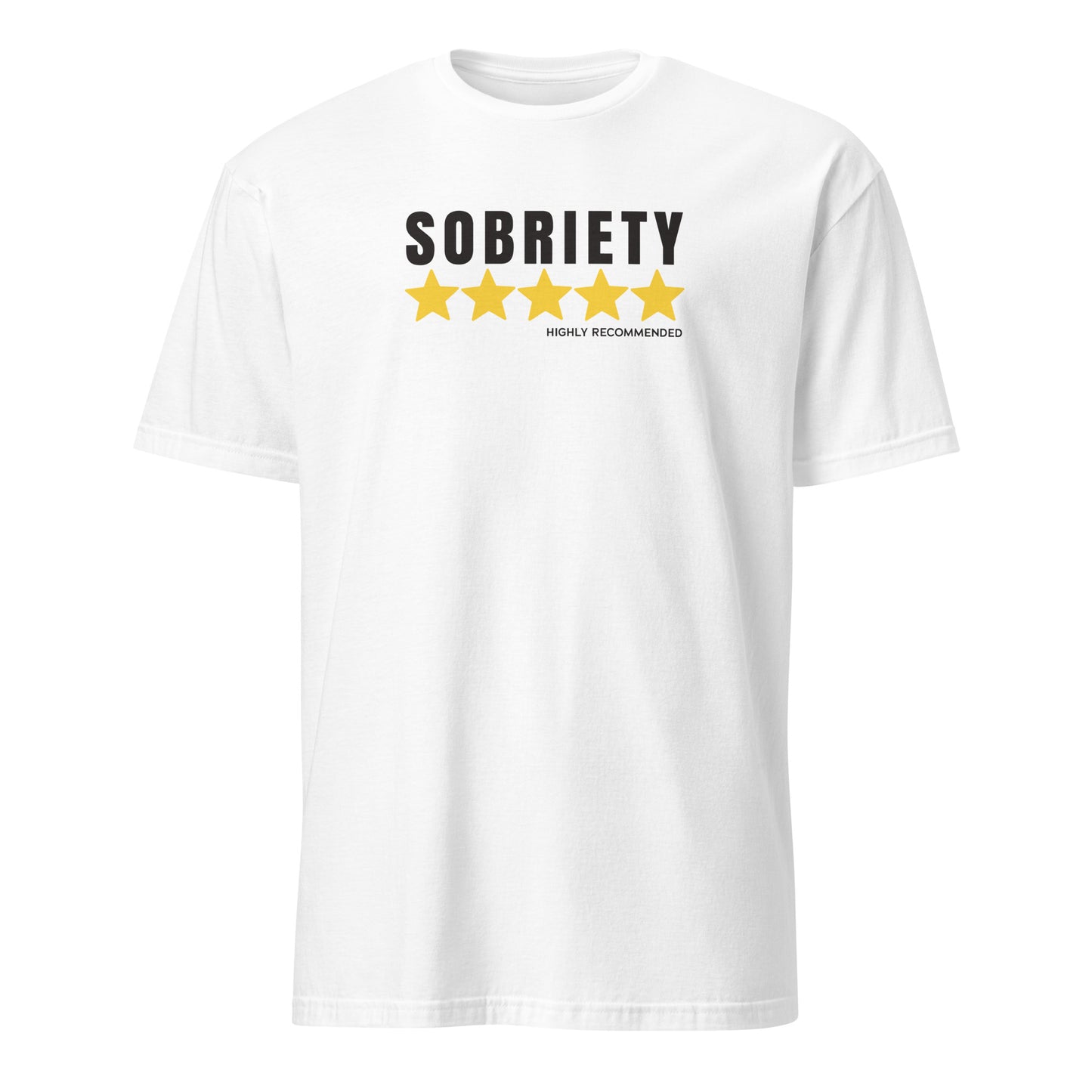 Sobriety 5 Stars Highly Recommended Premium Sober Apparel | T-shirt White