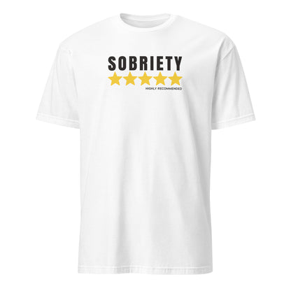 Sobriety 5 Stars Highly Recommended Premium Sober Apparel | T-shirt White