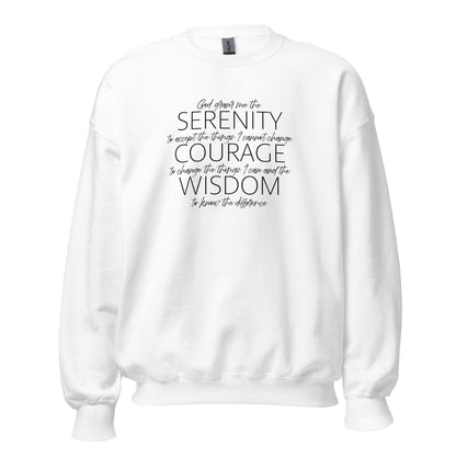 Serenity Prayer v2 Premium Sober Apparel Sweatshirt White