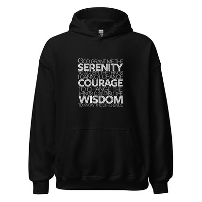 Serenity Prayer v1 Premium Sober Apparel Hoodie Black