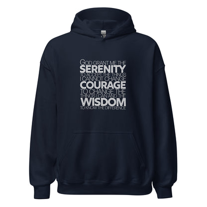 Serenity Prayer v1 Premium Sober Apparel Hoodie Navy