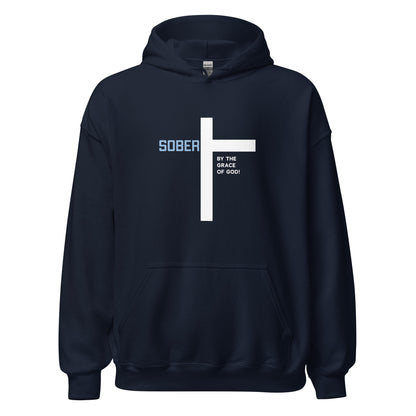 Sober By The Grace Of God Premium Sober Apparel Hoodie Navy