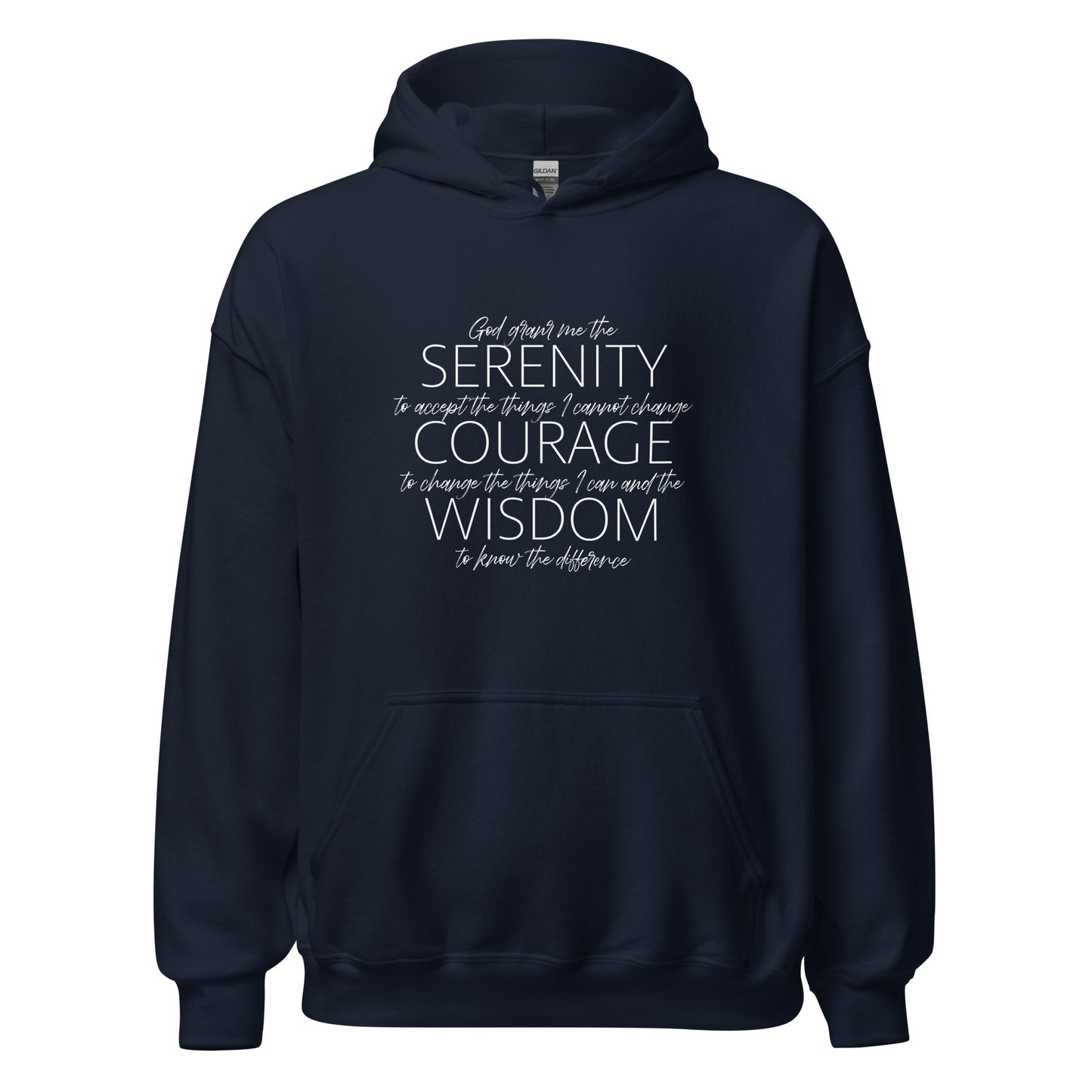 Serenity Prayer v2 Premium Sober Apparel Hoodie Navy