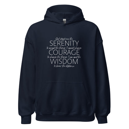 Serenity Prayer v2 Premium Sober Apparel Hoodie Navy