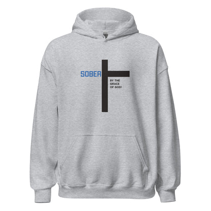 Sober By The Grace Of God Premium Sober Apparel Hoodie Sports Grey
