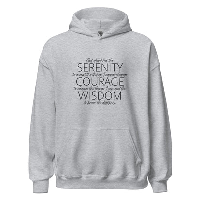 Serenity Prayer v2 Premium Sober Apparel Hoodie Sports Grey