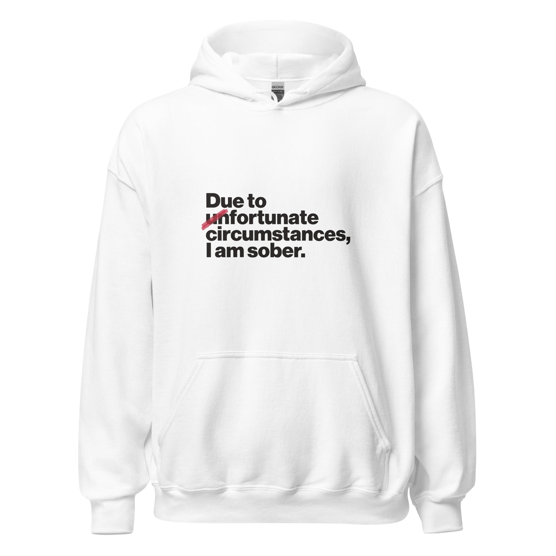 Due To Un Fortunate Circumstances I Am Sober Premium Sober Apparel White Hoodie